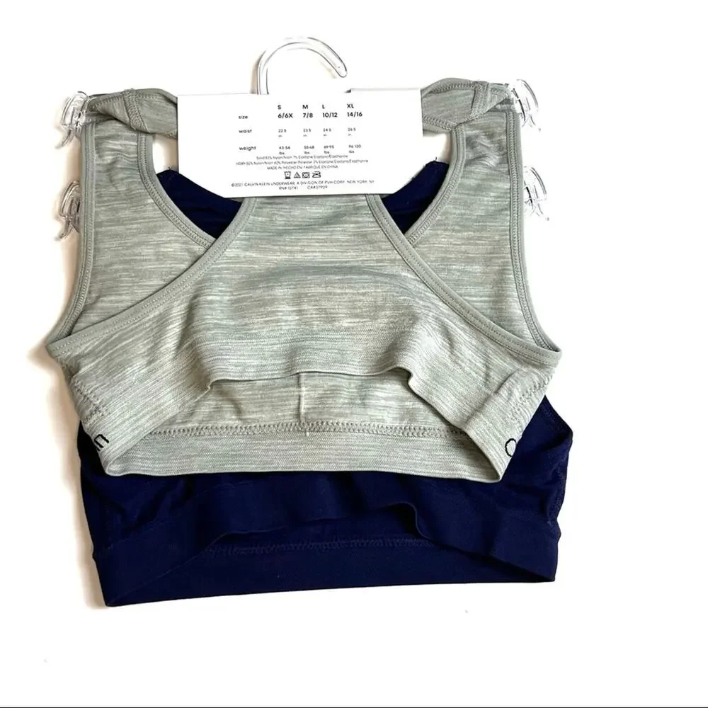 Calvin Klein Girls Seamless Sports Bra Two Pack Size 6-6x NWT
